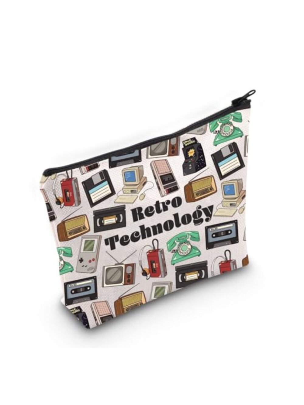 Retro Technology Cotton Canvas Cosmetic Makeup Bag Zipper Pouch Toiletry Bag